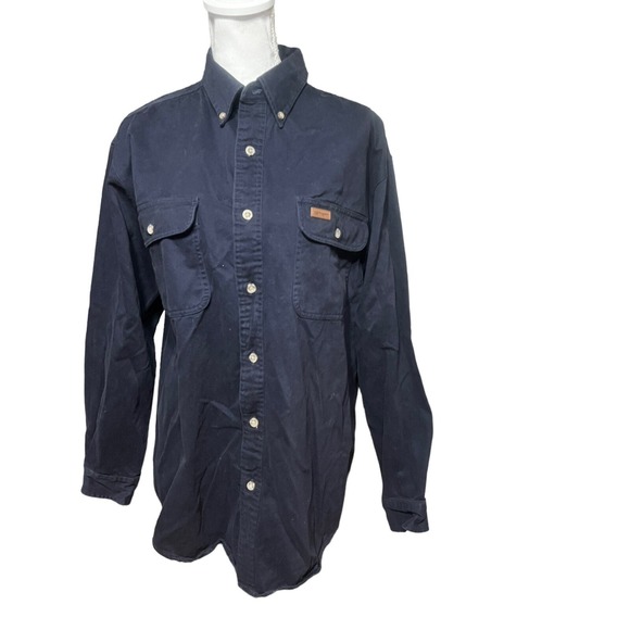VTG Carhartt Rugged Outdoor Wear Shirt Button Up L/S Heavyweight Blue Mens Mediu - Picture 2 of 5